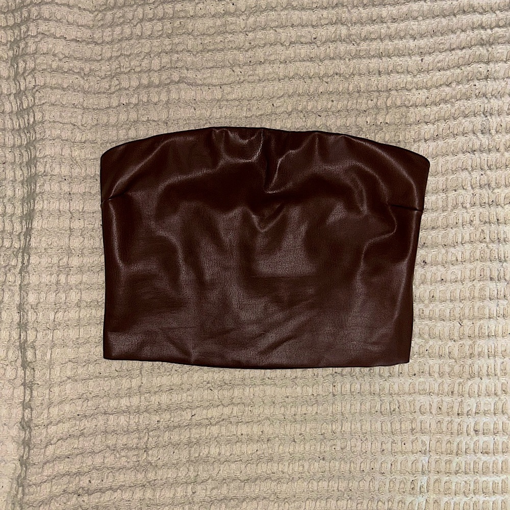 SKIMS vegan leather tube top